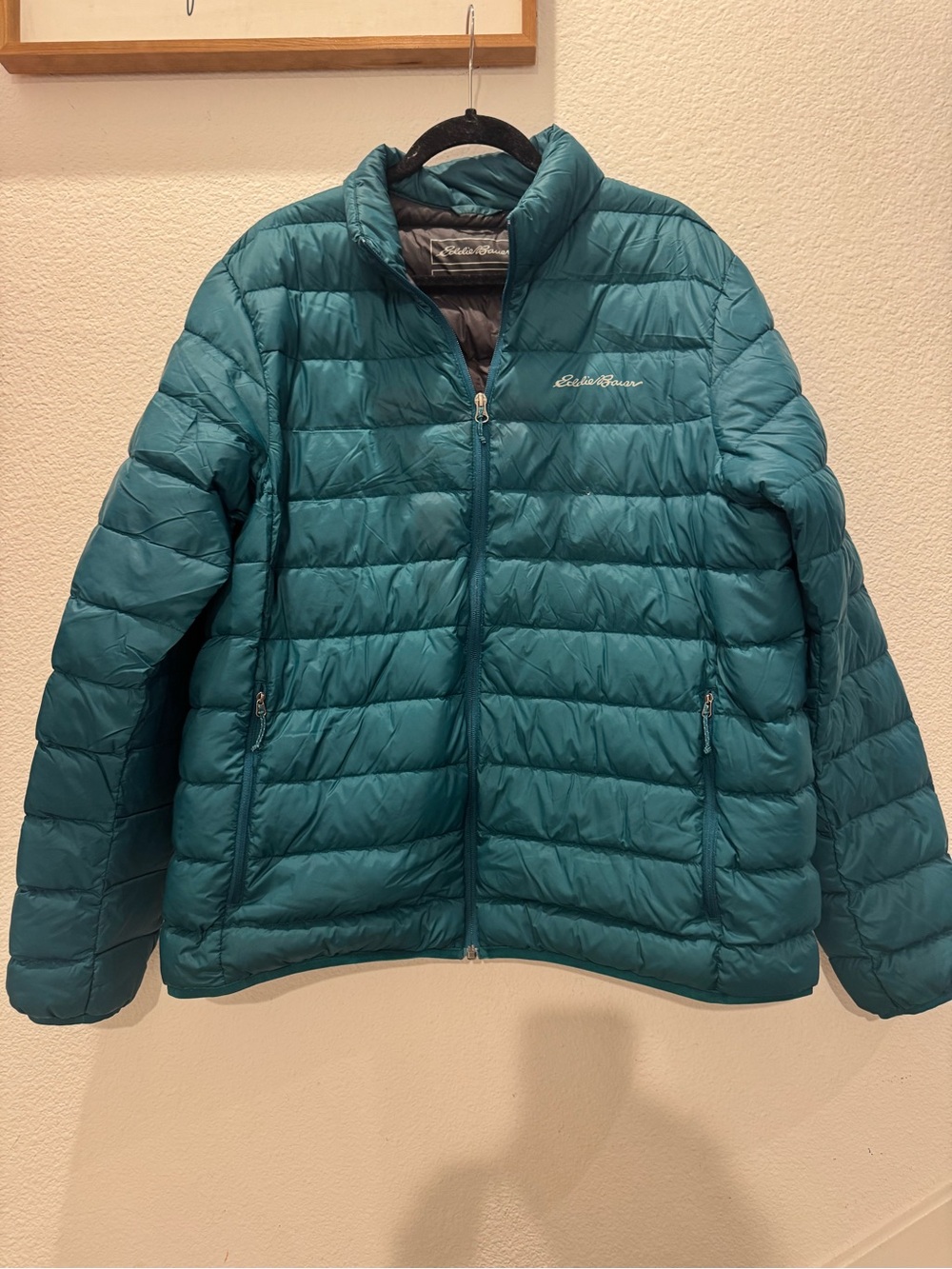 Eddie Bauer teal lightweight down puffer jacket